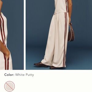 Anthropologie White and Brown Wide Leg Jumpsuit
